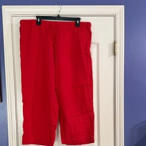 Charter Club Red Linen Elastic Waist Pull-On Pants